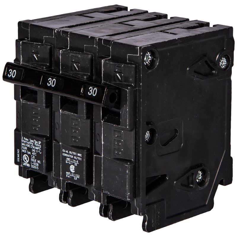 Q330 Siemens QP Miniature Circuit Breaker 30 A 3 Pole 240 VAC QP 125A Frame Thermal Magnetic Load Side Lug 10 kA