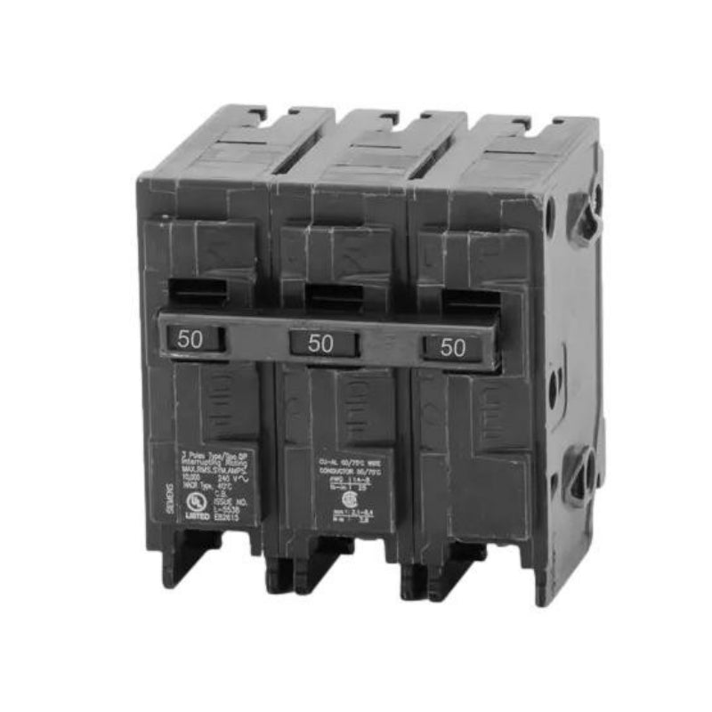Q350 Siemens QP Miniature Circuit Breaker 50 A 3 Pole 240 VAC QP 125A Frame Thermal Magnetic Load Side Lug 10 kA
