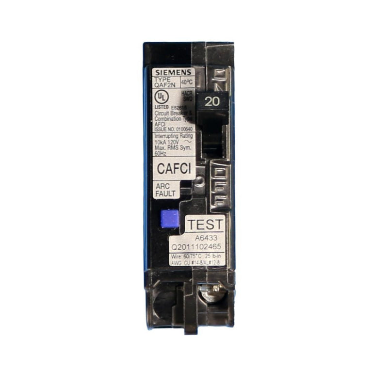 QA115AFCN Siemens QAF2N Arc Fault Circuit Breaker 120 V 15 A 10 kA 60 Hz 1 Pole