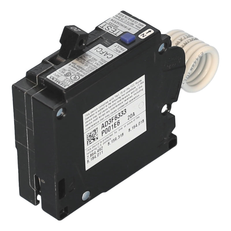 QA120AFC Siemens QAF2 Arc Fault Circuit Breaker 120 V 20 A 10 kA 60 Hz 1 Pole