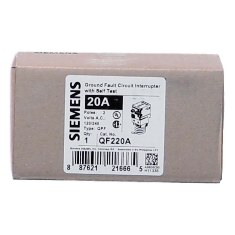 QF220A Siemens QPFB Miniature Circuit Breaker 120/240 V 20 A 10 kA 60 Hz 2 Pole