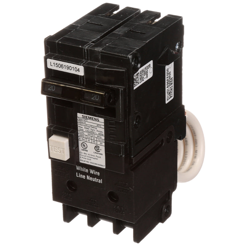 QF220 Siemens QPF Miniature Circuit Breaker 120/240 V 20 A 10 kA 60 Hz 2 Pole