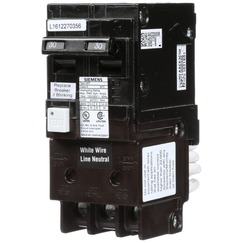 QF230A Siemens QPFB Miniature Circuit Breaker 120/240 V 30 A 10 kA 60 Hz 2 Pole