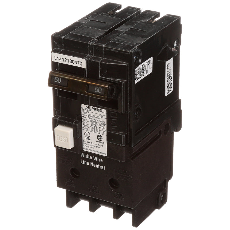 QF250 Siemens QPF Miniature Circuit Breaker 120/240 V 50 A 10 kA 60 Hz 2 Pole