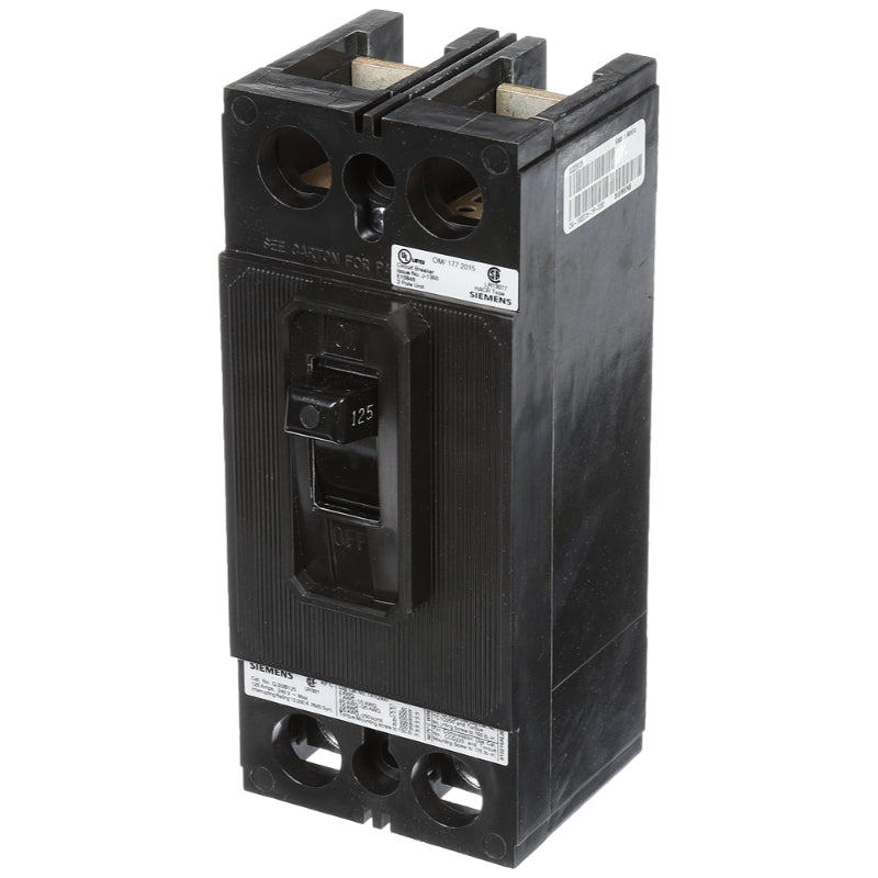 QJ22B125 Siemens ED4 Molded Case Circuit Breaker 125 A 2 Pole 240 VAC Thermal Magnetic Load Side Lug 10 kA