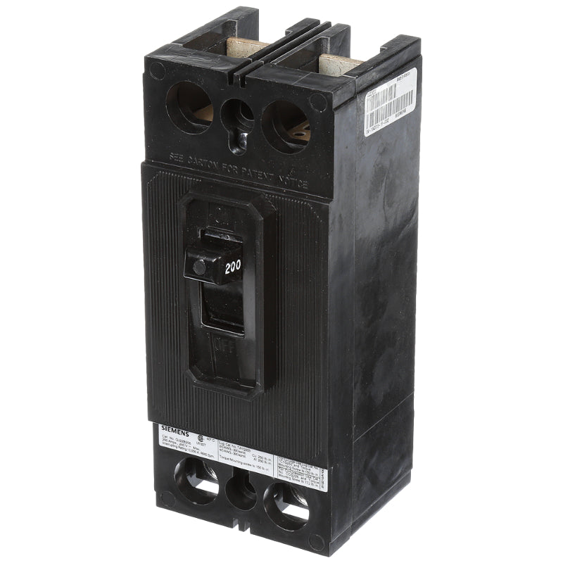 QJ22B200 Siemens ED4 Molded Case Circuit Breaker 200 A 2 Pole 240 VAC Thermal Magnetic Load Side Lug 10 kA