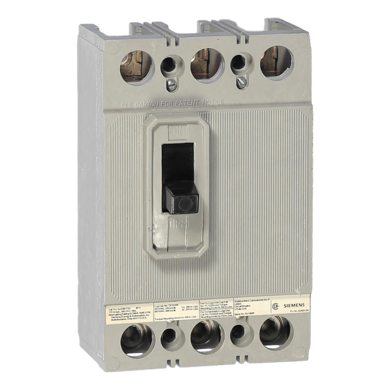 QJ23B125H Siemens QJ2H Molded Case Circuit Breaker 125 A 3 Pole 240 VAC QJ Frame Thermal Magnetic Load Side Lug 42 kA