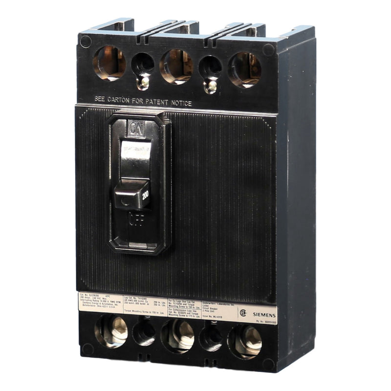 QJ23B200 Siemens ED4 Molded Case Circuit Breaker 200 A 3 Pole 240 VAC Thermal Magnetic Load Side Lug 10 kA