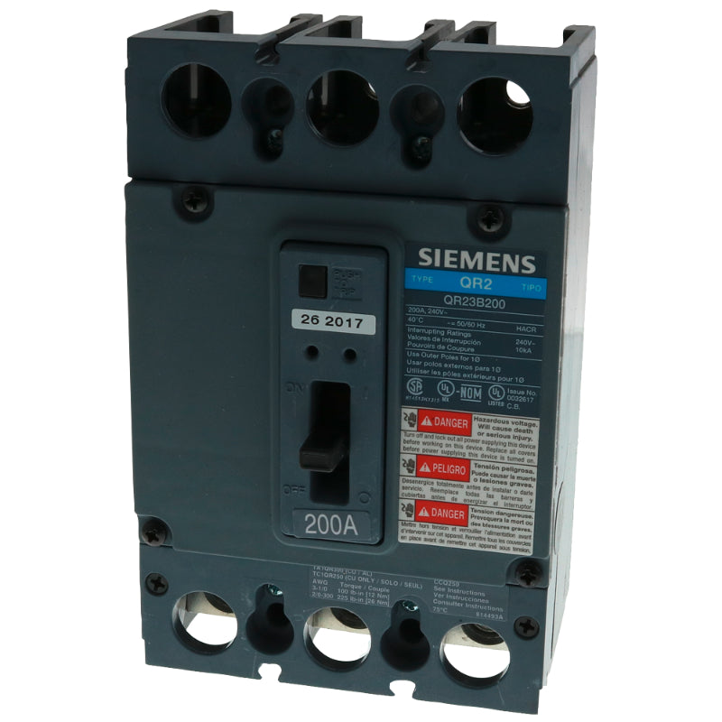 QR23B200 Siemens QR2 Molded Case Circuit Breaker 200 A 3 Pole 240 VAC QR 250A Frame Thermal Magnetic 10 kA