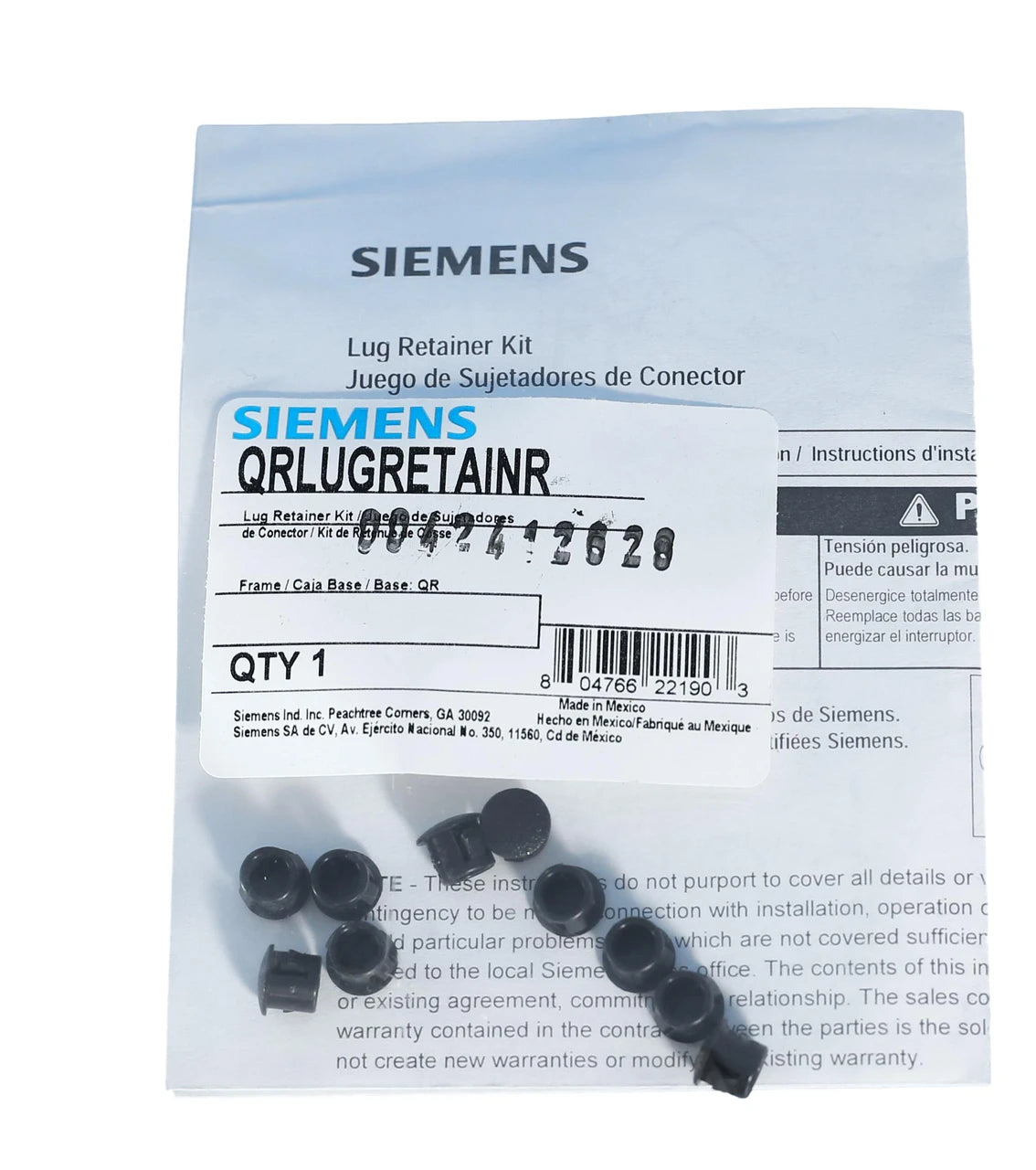 QRLUGRETAINR Siemens Lug Retainer Kit for Molded Case Circuit Breaker 250 A 240 V