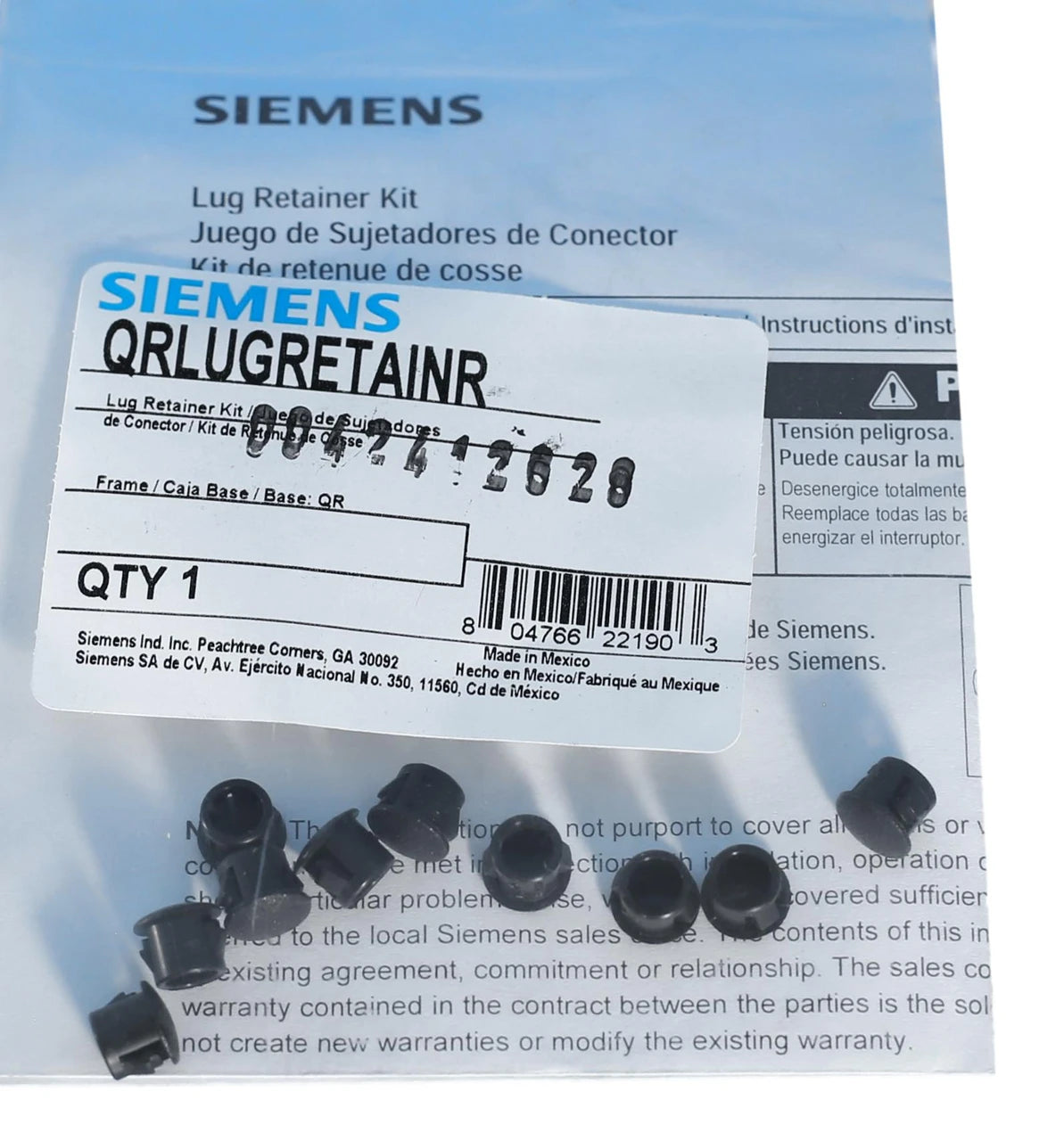 QRLUGRETAINR Siemens Lug Retainer Kit for Molded Case Circuit Breaker 250 A 240 V