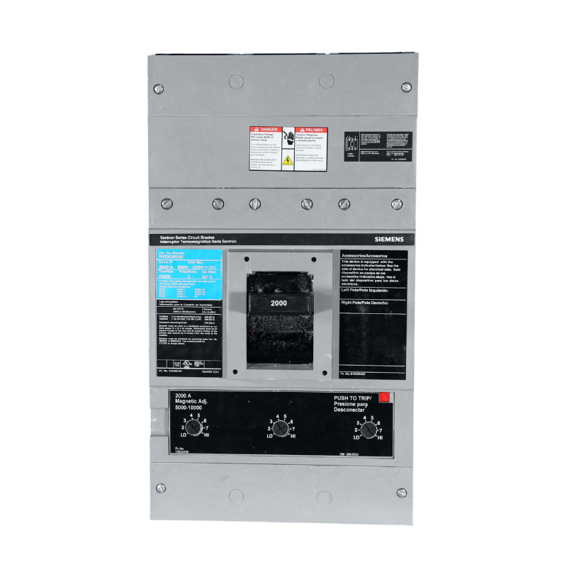 RXD63B200 Siemens Sentron & RXD6 Molded Case Circuit Breaker 2000 A 3 Pole 600 VAC RD 2000A Frame Thermal Magnetic 65 kA