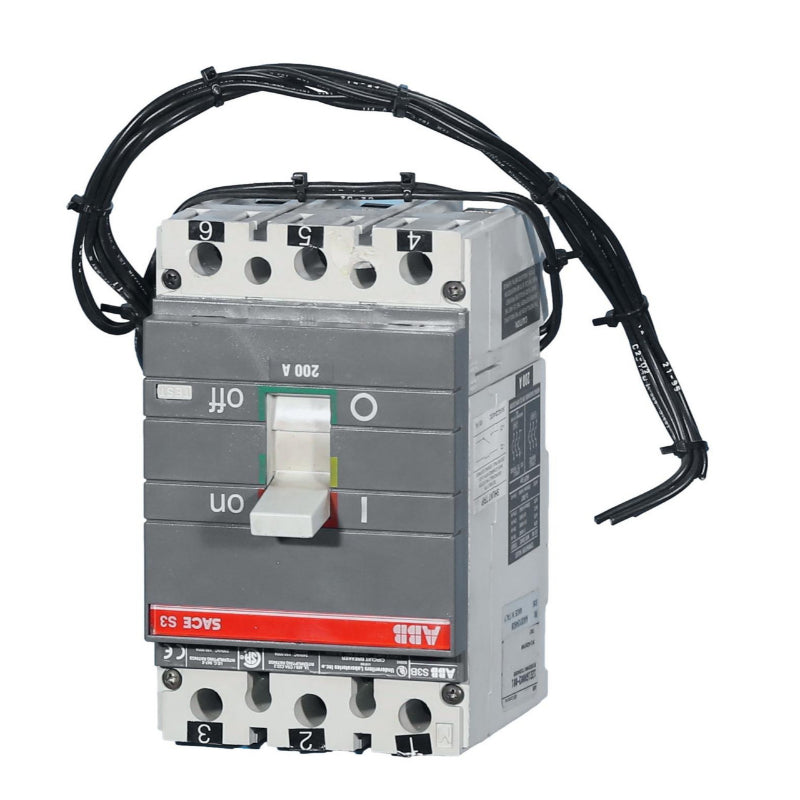 S3B200TDDAS8 ABB S3B Molded Case Circuit Breaker Thermal Magnetic 600 V 200 A 3 Pole
