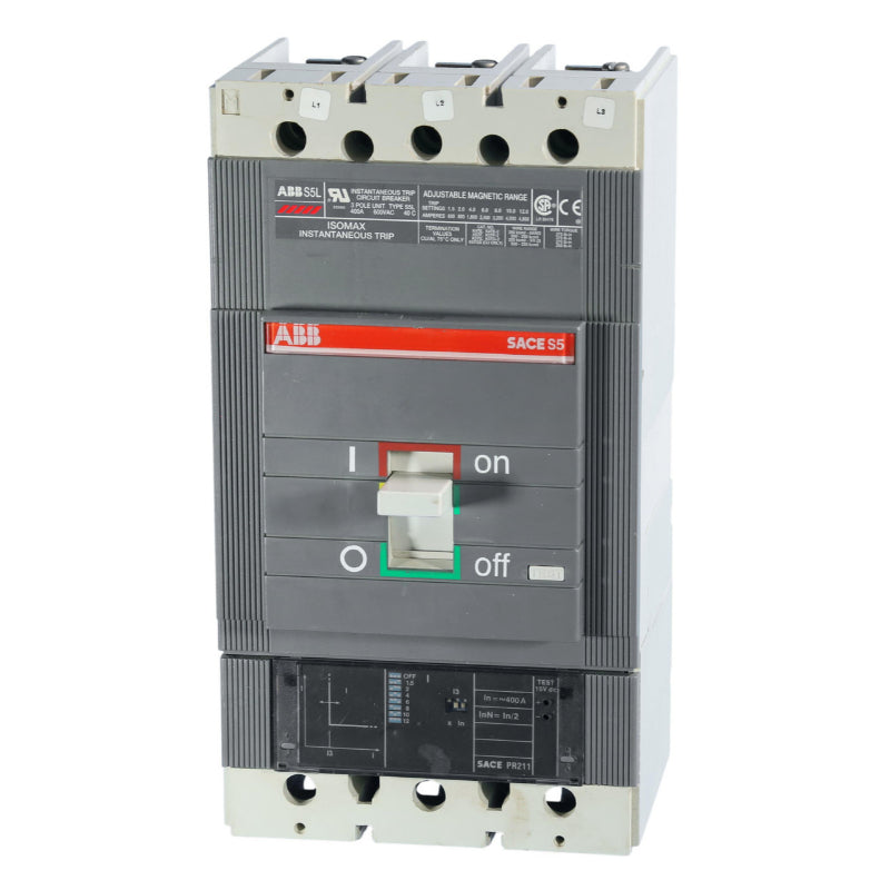 S5L400 ABB Molded Case Circuit Breaker Thermal Magnetic 600 V 400 A 3 Pole 30 kA