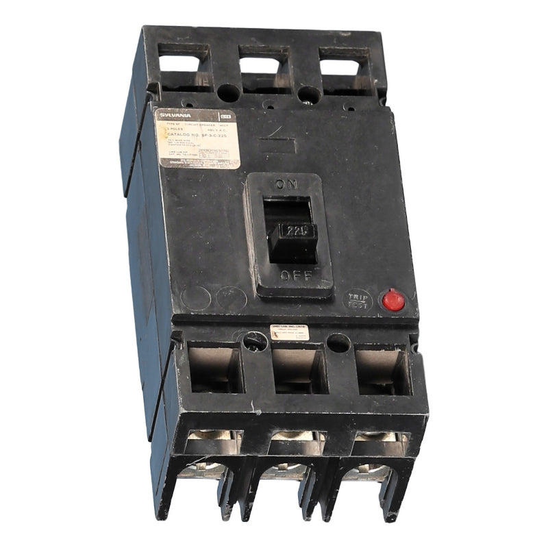 SF3C225 Sylvania Molded Case Circuit Breaker Thermal Magnetic 600 V 225 A 3 Pole