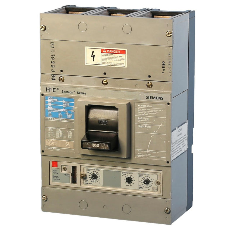 SJD69300G Siemens Sentron Sensitrip & SJD Molded Case Circuit Breaker 300 A 3 Pole 600 VAC JD Frame Electronic Line and Load Side Lug Bolt-On 35 kA