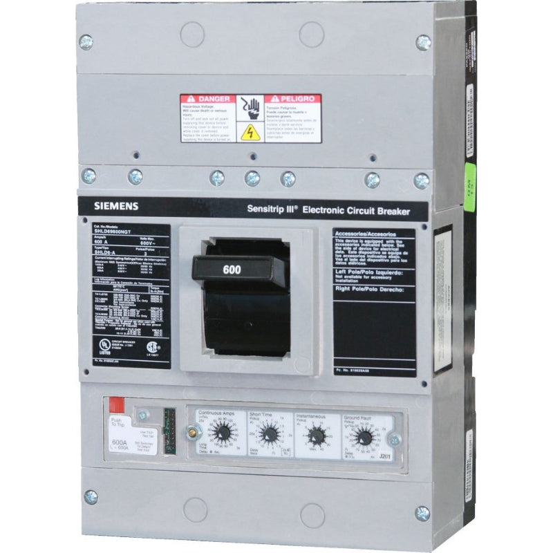 SJD69300 Siemens SJD Molded Case Circuit Breaker 300 A 3P 600 V JD Frame Electronic Inst Trip 35 kA