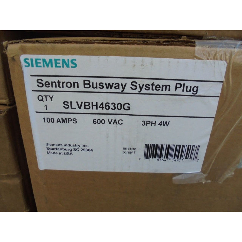 SLVBH4630G Siemens Sentron II Heavy Duty Fusible Bus Plug Unit 100 A 4P Three Phase 600 V