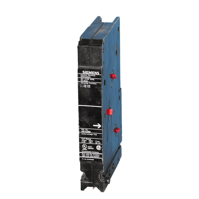 U01ED60 Siemens Sentron Undervoltage Trip 120 VAC ED 125A Frame For ED Molded Case Circuit Breaker