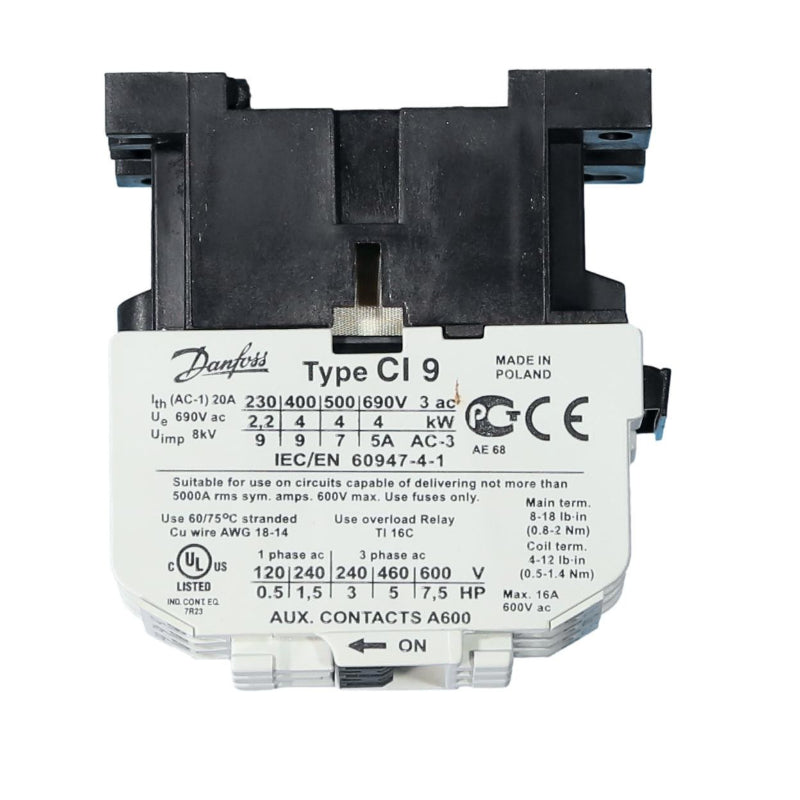 New Danfoss 9A Definite Purpose Contactor
w/3-N.O. Aux. Contacts