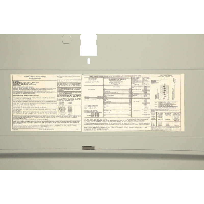 Load Center Flush Cover
Main Breaker Provision
42 circuit Provision