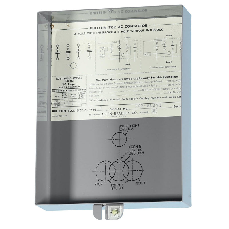Allen-Bradley Bulletin 702-AAD93 Size-0 Contactor -New