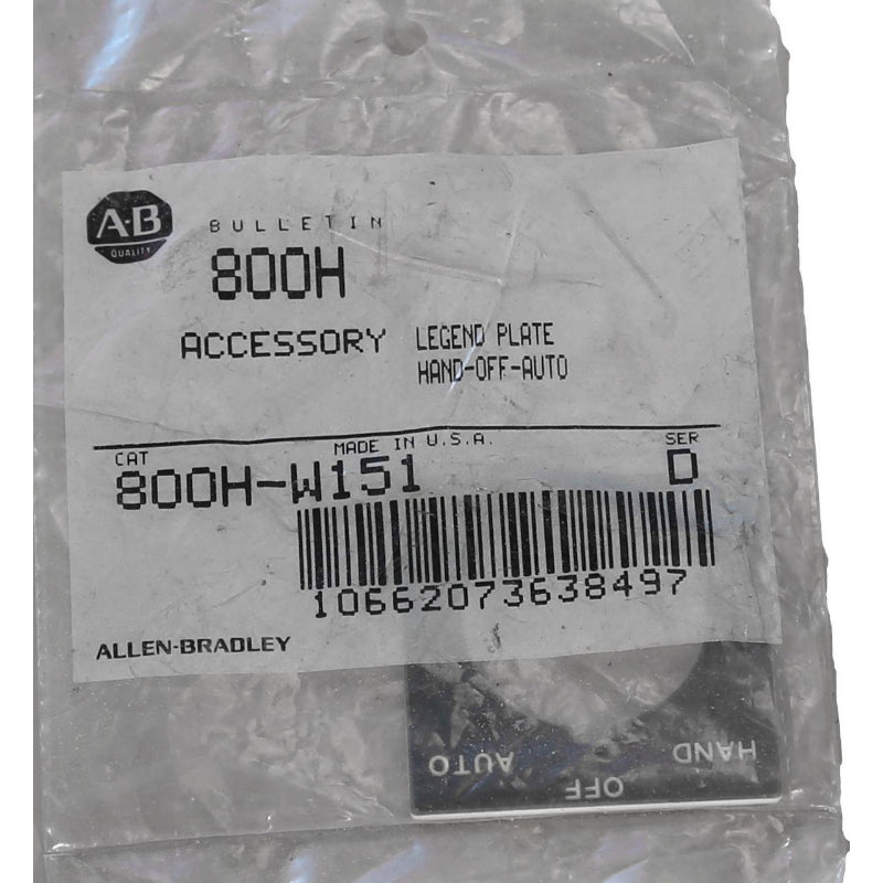 800H-W151
Legend Plate HOA