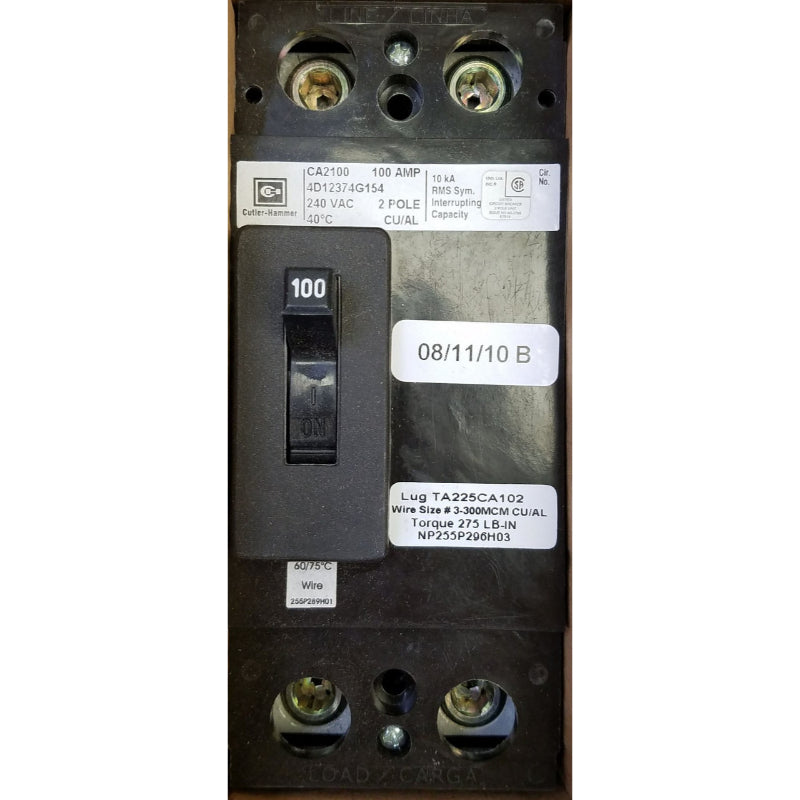 CA2100
2 Pole, 100A, 240VAC