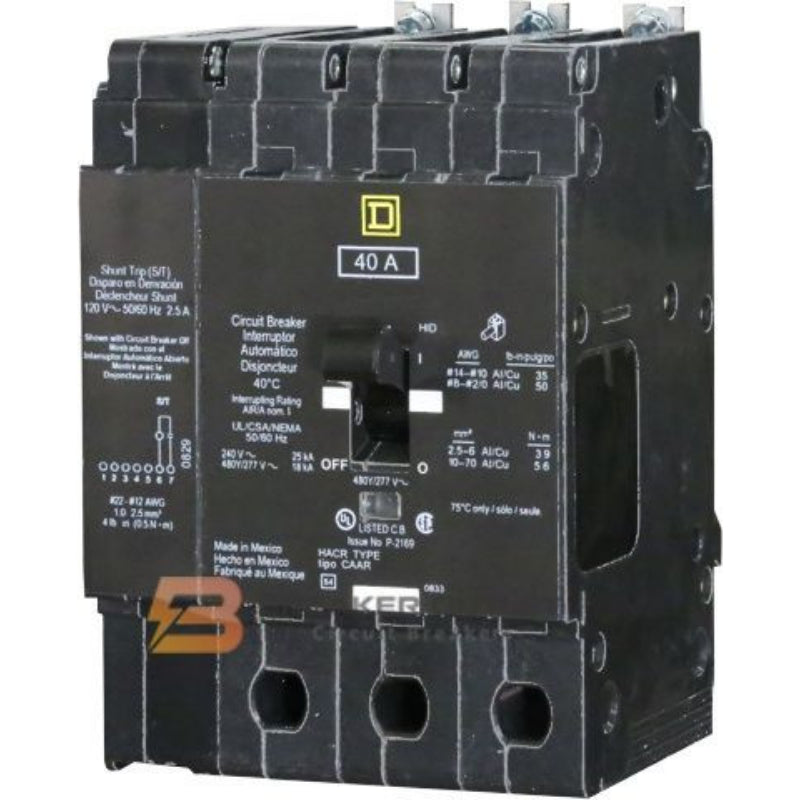 EDB34035SA 35A Breaker with 120V Shunt Trip Square D Circuit Breaker