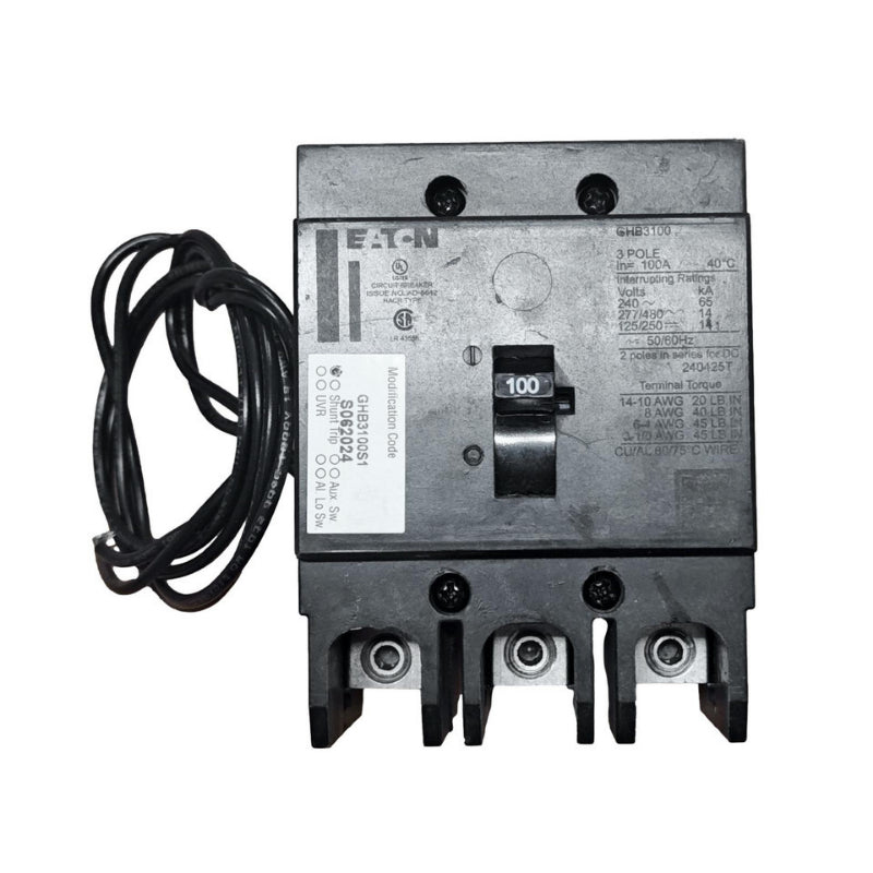 GHB3100S1 GHB 100 Amp 3 Pole Bolt on w/Shunt Trip Device
New