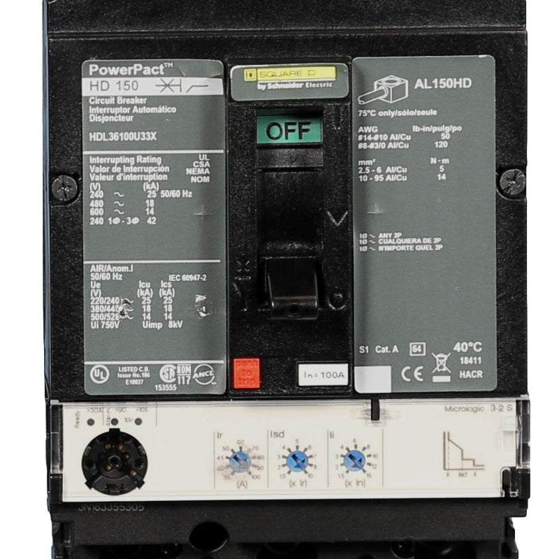 HDL36100U33X Square D Power Pact Circuit Breaker