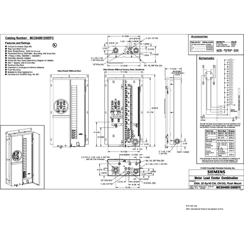 Specification Tech Sheet
for MC2040B1200EFC