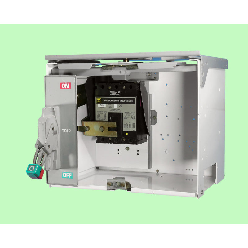 Square D Model-6 12" Door, 40 Amp Feeder Bucket w/Circuit Breaker, Door & Divider Shelf
