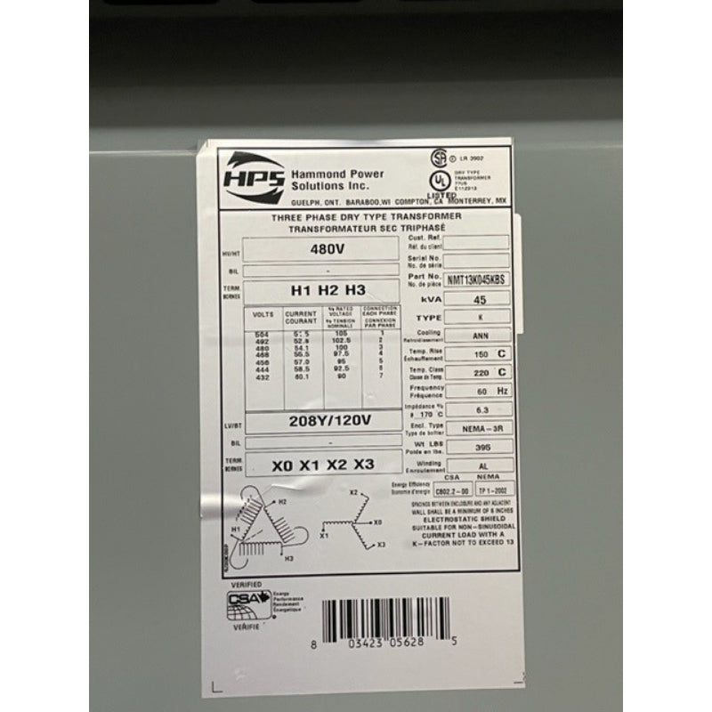NMT13K045KBS
Label and Specs
