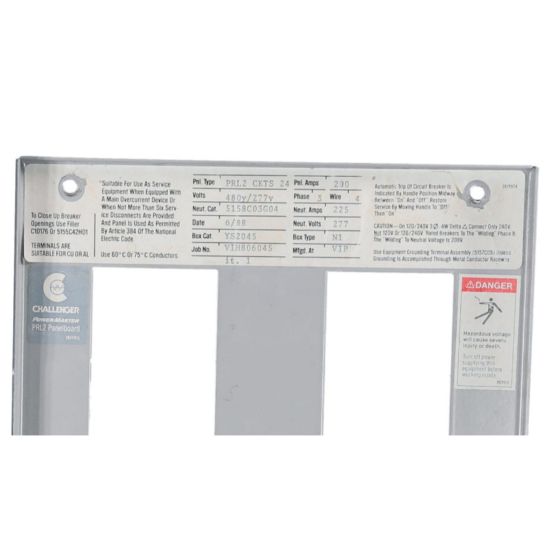 PRL2 Dead Front Cover
Provision for 200 Amp JD3200 Breaker