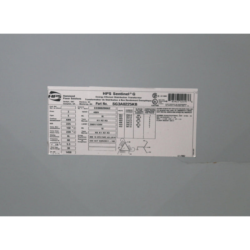 SG3A0225KB
XFMR Specifications & Taps