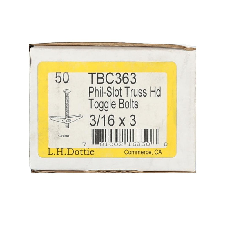 TBC363
Toggle Bolt 3/16 x 3